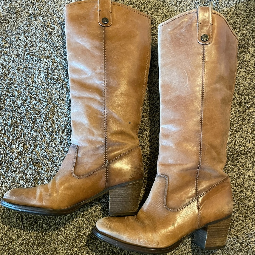 Leather Brown knee-high boots